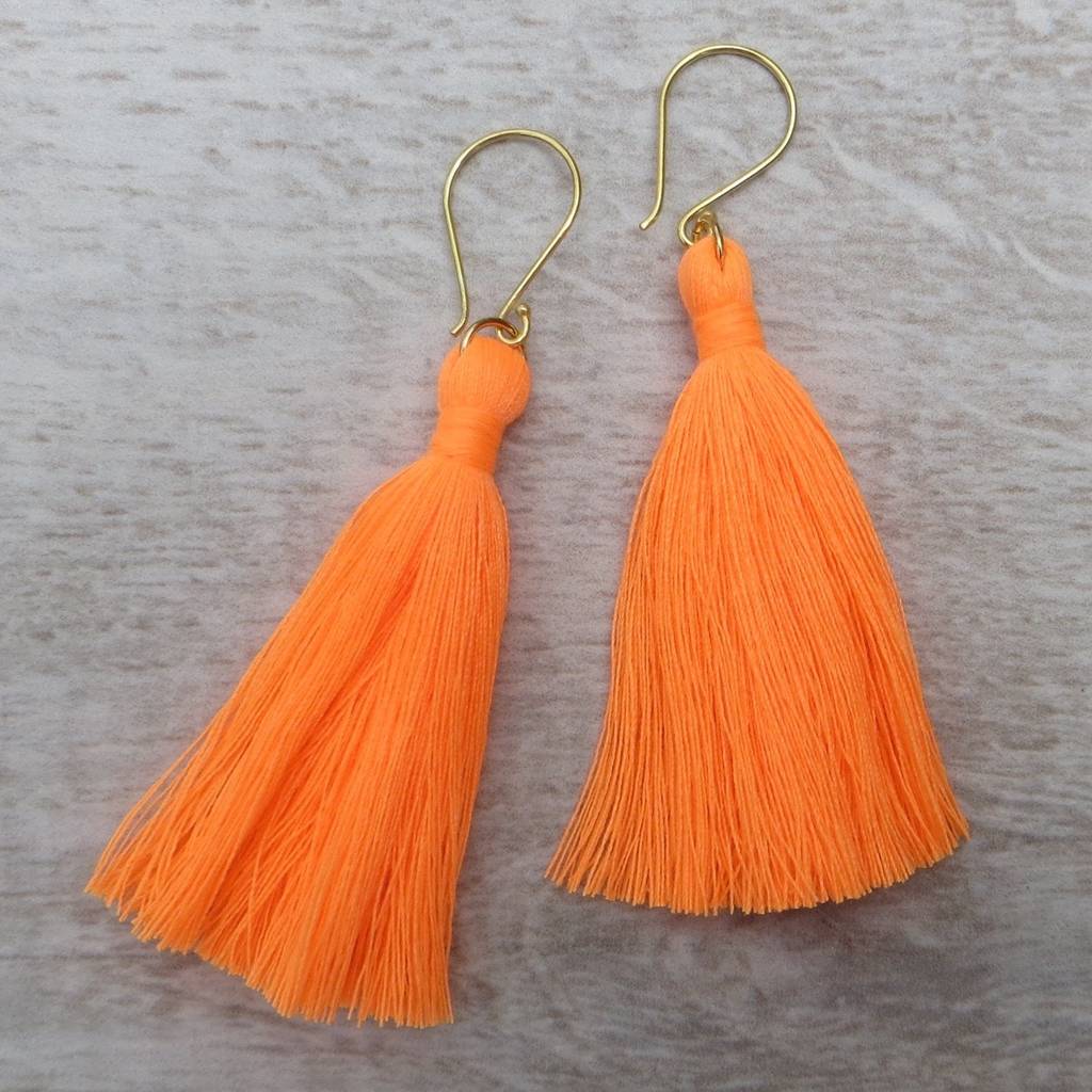 neon summer festival tassel earrings by gracie collins