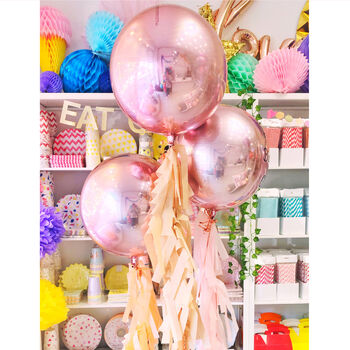 Rose Gold Orbs With Blush Tails Inflated Balloons, 2 of 2