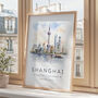 Shanghai Skyline Travel Print With Map Coordinates, thumbnail 2 of 7