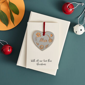 Personalised Engraved Heart Keepsake Christmas Card, 3 of 4