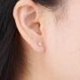 Small Padlock And Key Cz Stone Stud Earrings, Gold, thumbnail 2 of 8