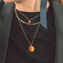 Disc Pendant Layered Gold Necklace With Three Chains, thumbnail 1 of 9