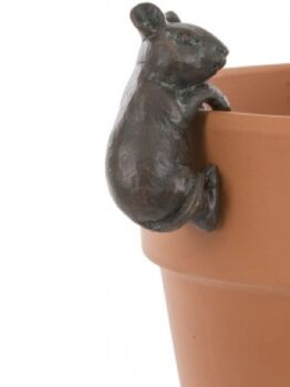 Bronze Effect Rabbit, Hedgehog, Mouse Plant Pot Hanger, 3 of 4