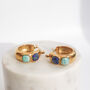 Non Tarnish Lapis Lazuli And Turquoise Hoop Earrings, thumbnail 4 of 8