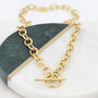 18ct Gold Plated Heavy Link Chain T Bar Necklace, thumbnail 2 of 3