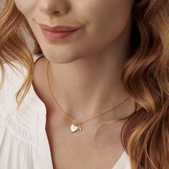 Diamond Initial Necklace With Heart Shaped Freshwater Pearl, 5 of 9