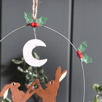 Christmas Boxing Hare Hanging Decoration, 2 of 2