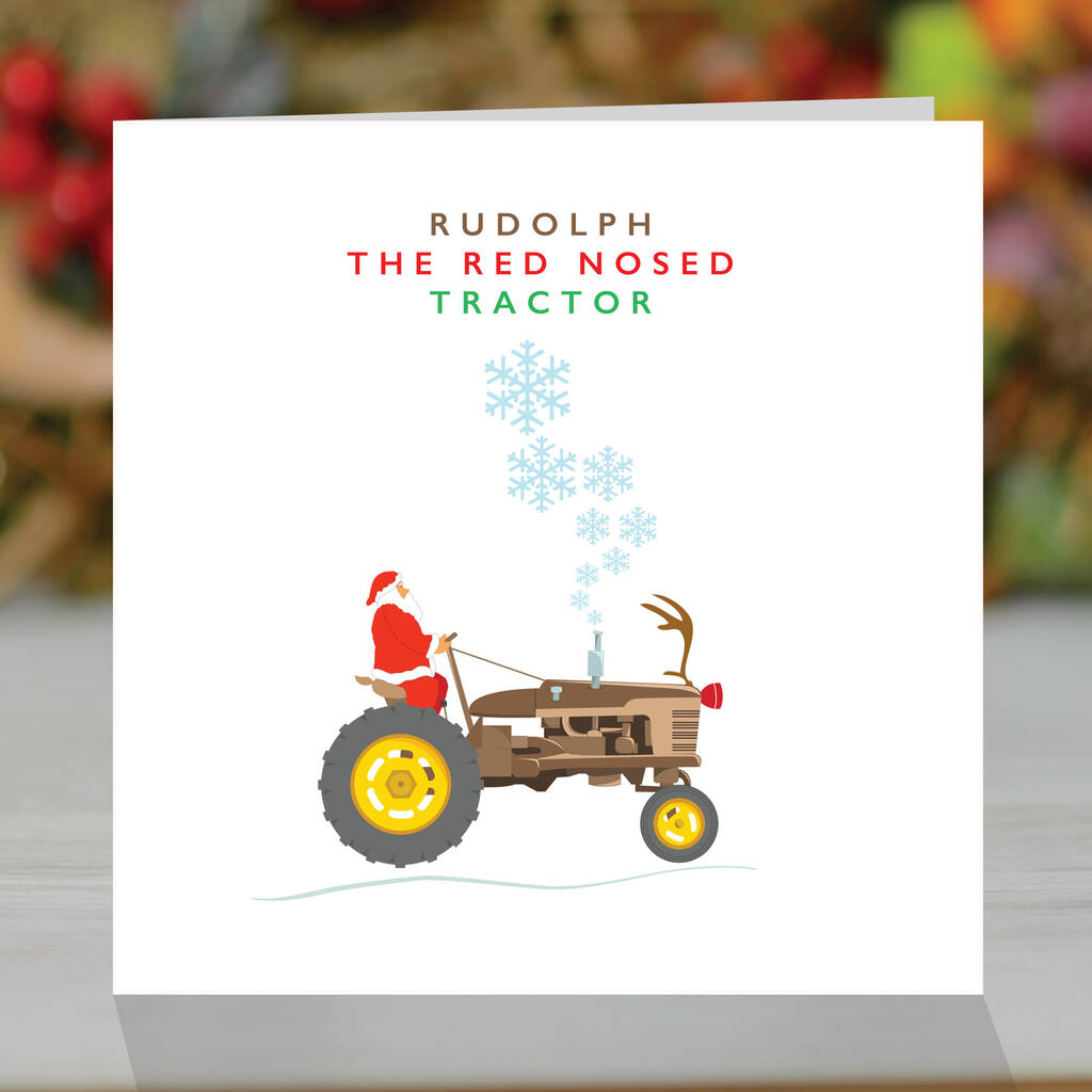Rudolph The Red Nosed Tractor, Farmers Christmas Card, 1 of 3