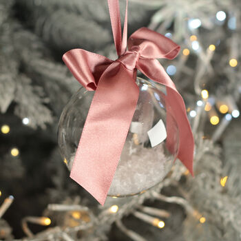 Round Glass Baby's 1st Christmas Snow Filled Tree Bauble Decoration, 3 of 6