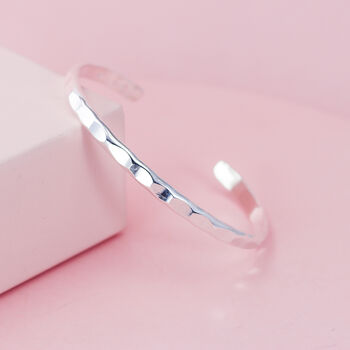 Wide Hammered Cuff In Sterling Silver, 3 of 8