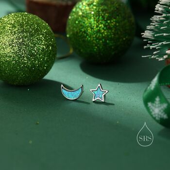 Mismatched Opal Moon And Star Stud Earrings, 2 of 12