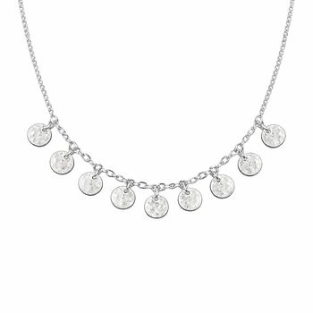 Delicate Silver Plated Hammered Disc Necklace, 2 of 3