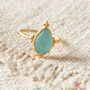 Aqua Chalcedony 18 K Gold And Silver Pear Shaped Ring, thumbnail 9 of 12