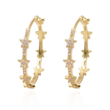 Aneira Star Hoop Earrings 18 K Gold Plated, 4 of 7