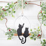 Two Black Cats And Moon Christmas Tree Decoration, thumbnail 1 of 3