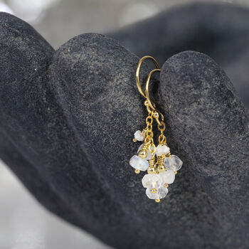 White Diamond And Moonstone Earrings, 4 of 9