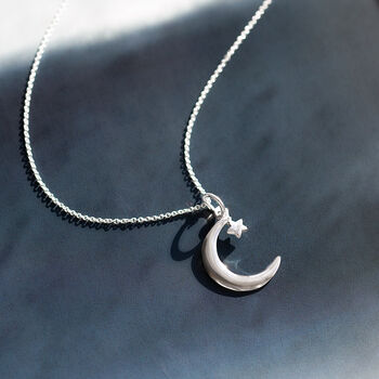 Sterling Silver Moon And Star Necklace, 2 of 9