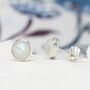 Dainty Rainbow Moonstone Stud Earrings, thumbnail 3 of 7
