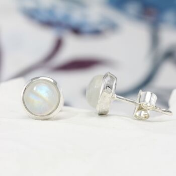 Dainty Rainbow Moonstone Stud Earrings, 3 of 7