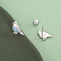 Sterling Silver Blue Enamel Budgie Stud Earrings, thumbnail 5 of 11