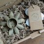 Flower Shaped Antique Brushed Gold Tealight Votive| Gift Set, thumbnail 3 of 4