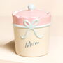 Cream Ceramic Scallop Edge Bow Mum Candle, thumbnail 2 of 2