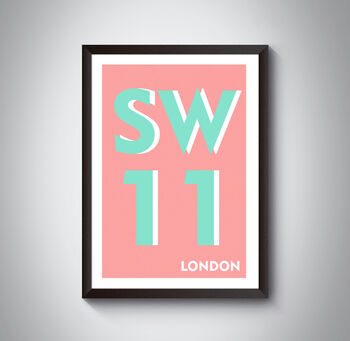 Sw11 Battersea, Clapham Junction London Postcode Print, 5 of 10