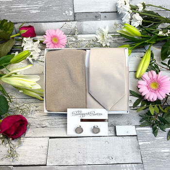 Champagne Wedding Tie Set, 9 of 10