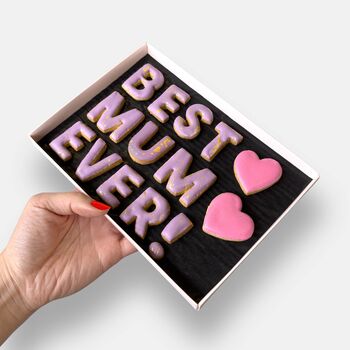 Best Mum Ever Message Iced Biscuits Mother's Day Letterbox Gift, 3 of 11