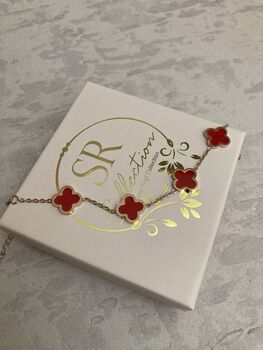 Adina Rose Gold Red Clover Bracelet, 3 of 3