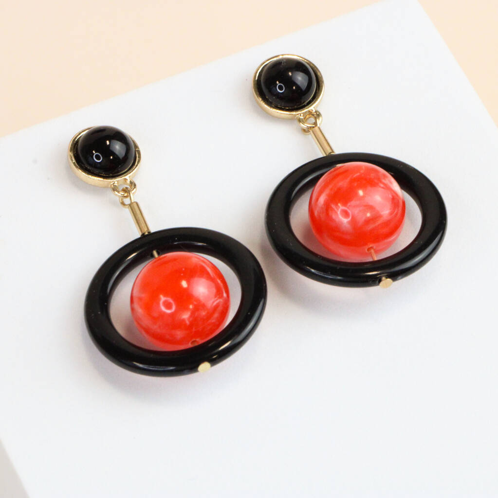 Acrylic Space Inspired Drop Earrings Gold Plated By GY Studios