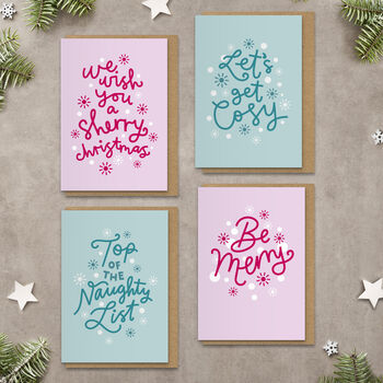 Be Merry! Candy Cane Pink And Red Christmas Card, 3 of 5