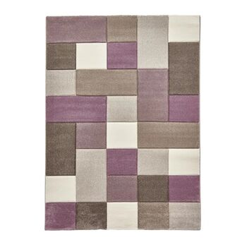 Area Rug Machine Woven Rectangle Beige Purple, 5 of 12