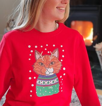 Personalised Cat Lover Christmas Jumper, 3 of 5