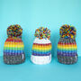 Gay Pride Rainbow Luxury Reflective Bobble Hat Graphite, thumbnail 5 of 7