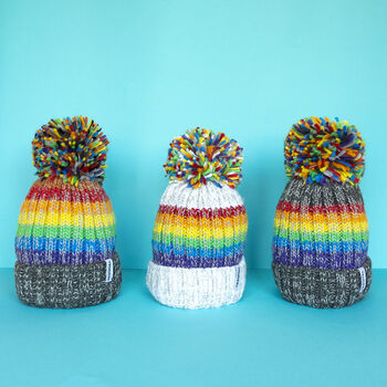 Gay Pride Rainbow Luxury Reflective Bobble Hat Graphite, 5 of 7