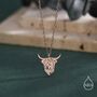 Sterling Silver Highland Cow Pendant Necklace, thumbnail 6 of 12