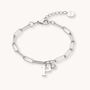 Silver Initial And Birthstone Paperclip Chain Bracelet, thumbnail 2 of 7
