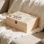 Personalised Baby Jungle Animals Large Wooden Keepsake Box, thumbnail 1 of 5