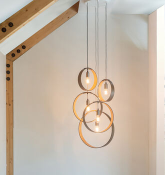 Customisable Five Pendant Wooden Cluster Light, 2 of 9