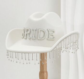 White Embellished Bride Cowgirl Hat, 3 of 3