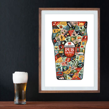 Cardiff South Wales Pub Crawl Print, 2 of 3