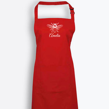 Personalised Bee Apron In Red, 2 of 4