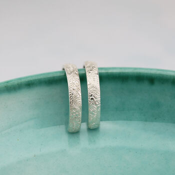 Sterling Silver Lace Textured Everyday Hoops, 10 of 12