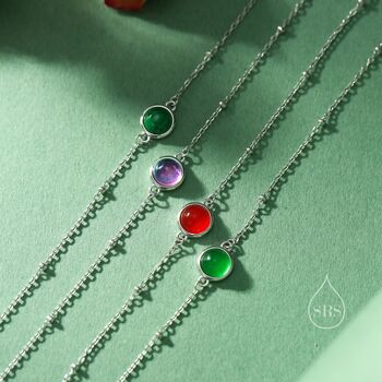 Sterling Silver Genuine Malachite Bracelet, 7 of 12