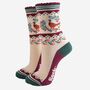 Women's Bamboo Socks Woodland Pheasant Wreath, thumbnail 2 of 5