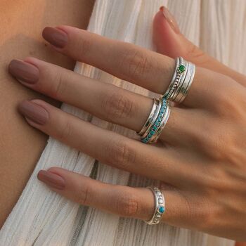 Parvati Turquoise Sterling Silver Spinning Ring, 8 of 12