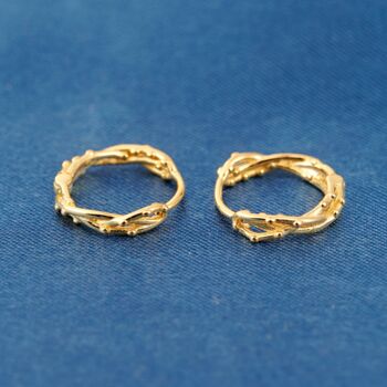 Gold Thorn Hoop Earrings, Dainty Minimalistic Huggie Hoops, 5 of 7