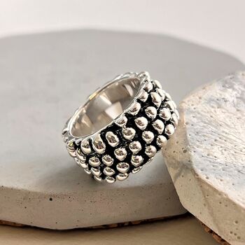 Oxidised Chunky Sterling Silver Hedgehog Ring, 2 of 7