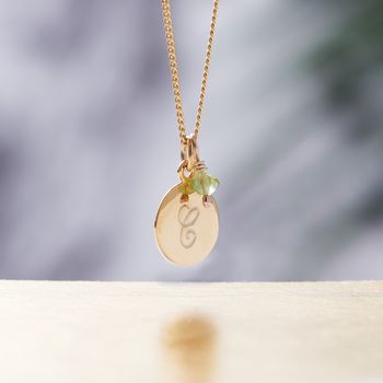 Monogram Gold Vermeil Necklace With Birthstone, 2 of 11